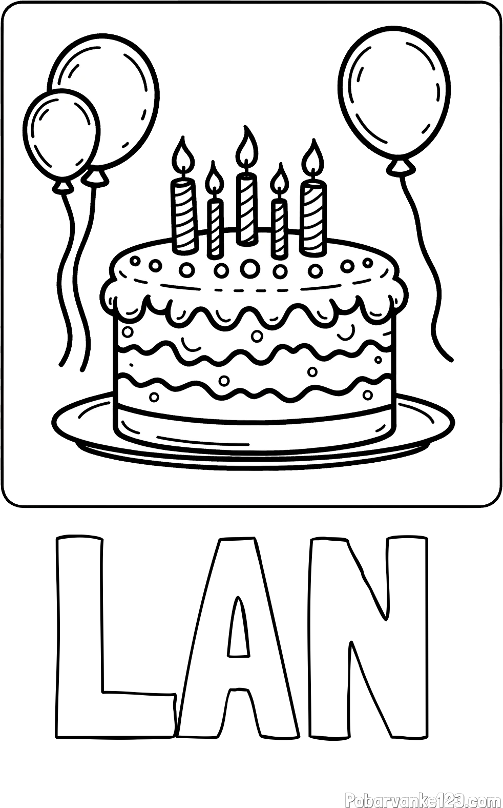 Pobarvanka imena LAN in pobarvanka torte za 5. rojstni dan