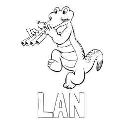 Online izdelana pobarvanka - Pobarvanka imena LAN in pobarvanka veselega krokodila