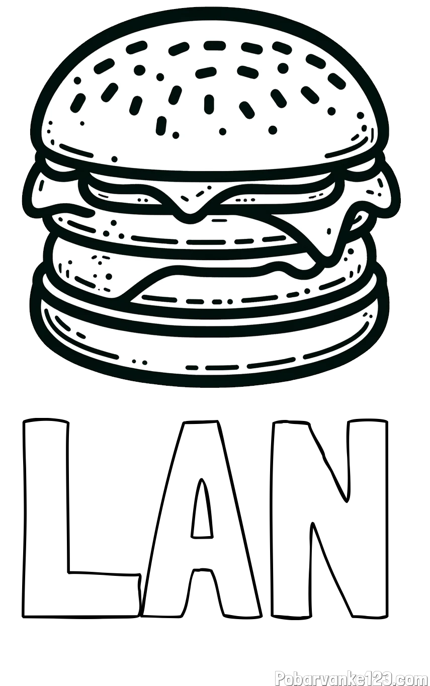 Pobarvanka imena LAN in preprosta pobarvanka hamburgerja