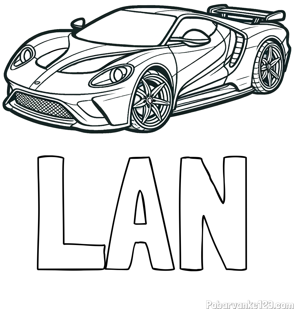 Pobarvanka imena LAN in Športni avtomobil