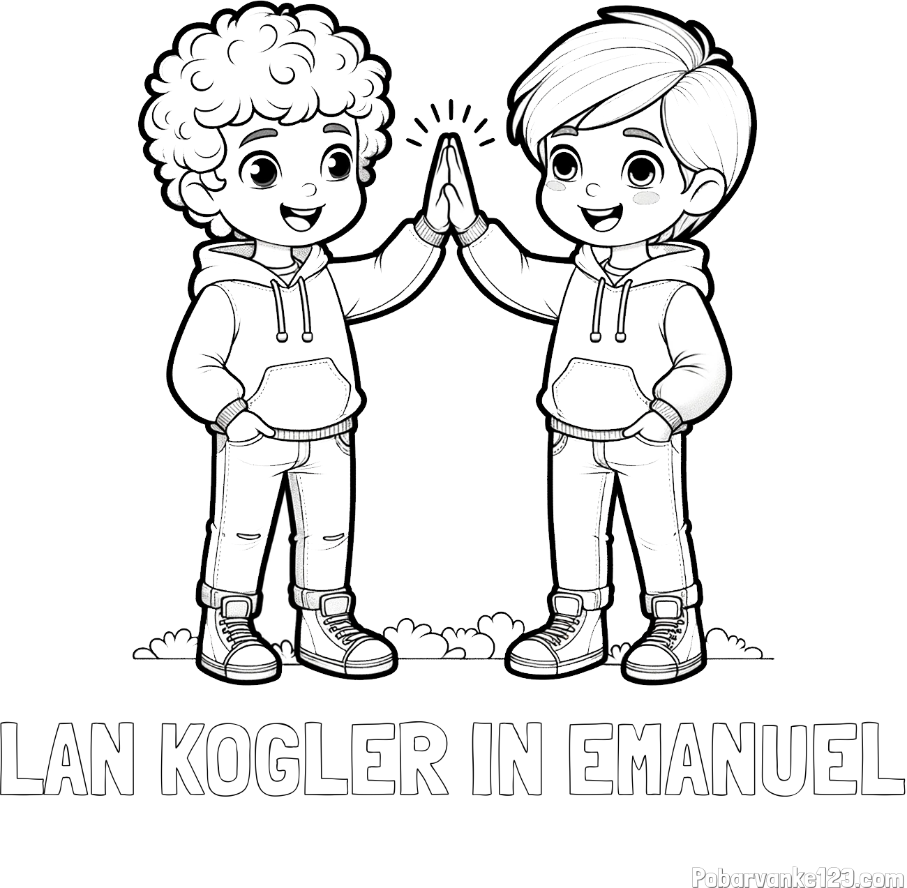 Pobarvanka imena LAN KOGLER IN EMANUEL in pobarvanka prijatlejev