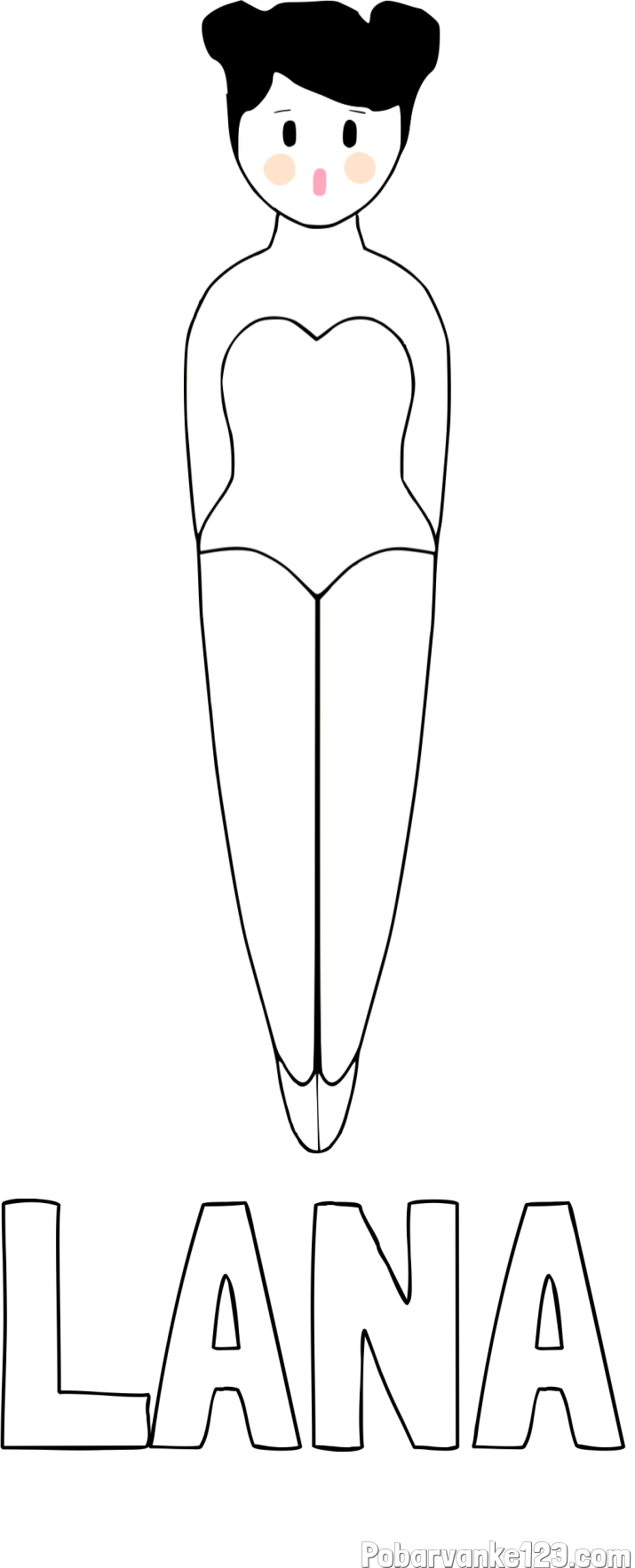 Pobarvanka imena LANA in enostavna pobarvanka baletke