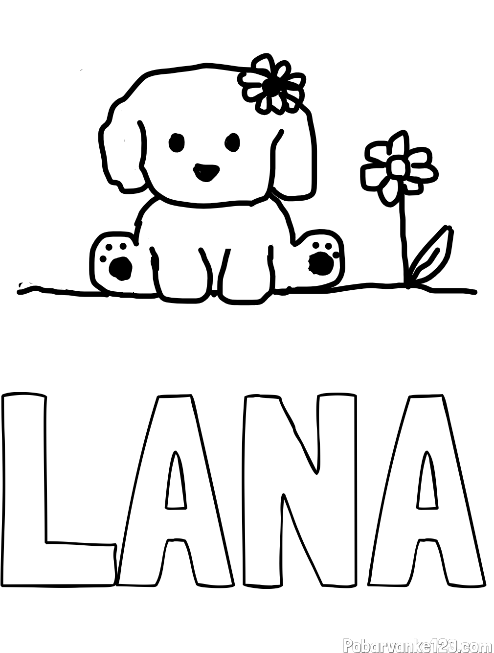 Pobarvanka imena LANA in KUŽIKA