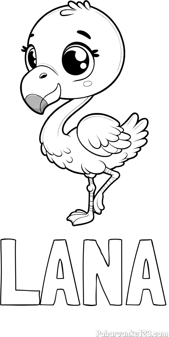 Pobarvanka imena LANA in otroška pobarvanka flaminga