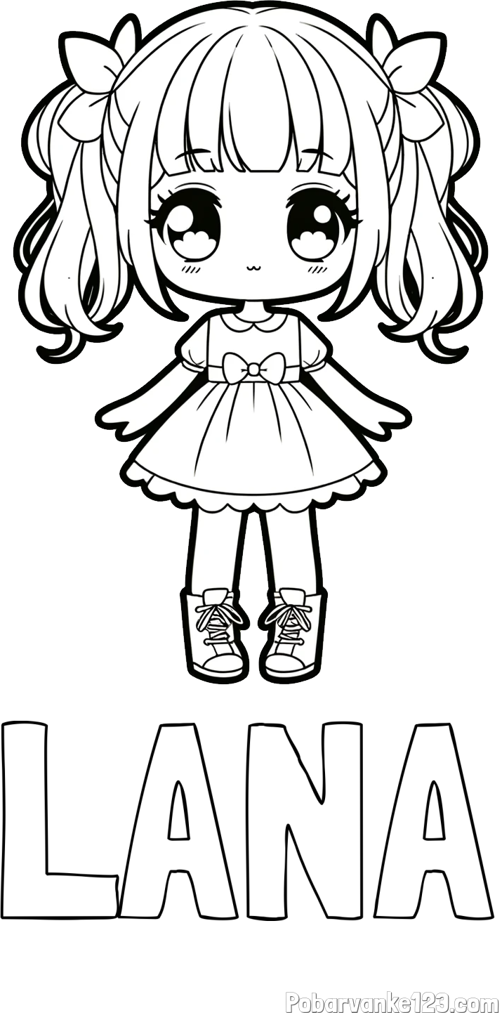 Pobarvanka imena LANA in pobarvanka anime punčke