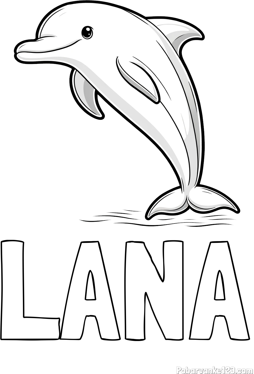 Pobarvanka imena LANA in pobarvanka delfina