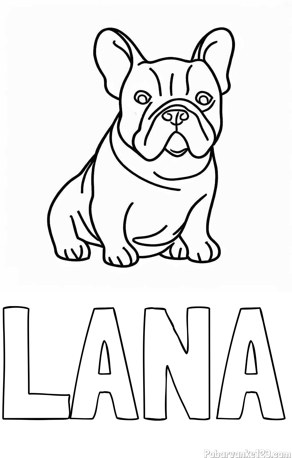 Pobarvanka imena LANA in pobarvanka francoskega buldoga