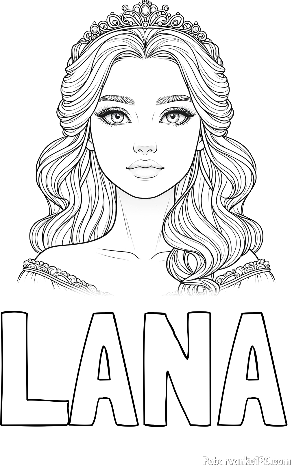 Pobarvanka imena LANA in pobarvanka ljubke princese s krono
