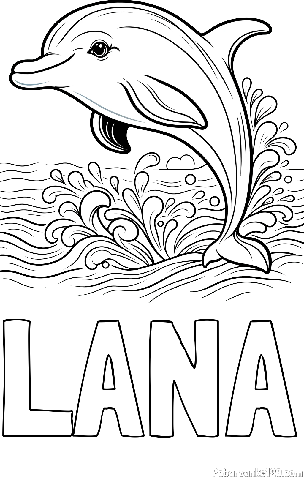 Pobarvanka imena LANA in pobarvanka ljubkega delfina