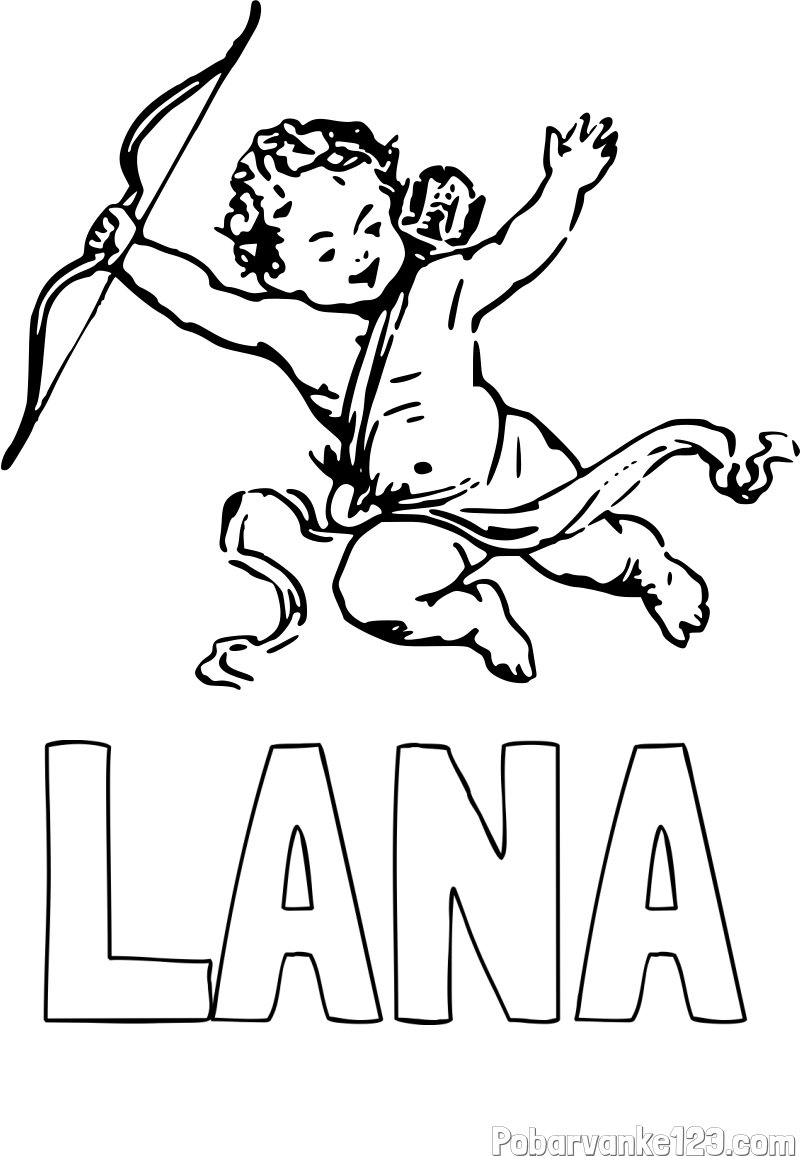 Pobarvanka imena LANA in pobarvanka majhnega angela