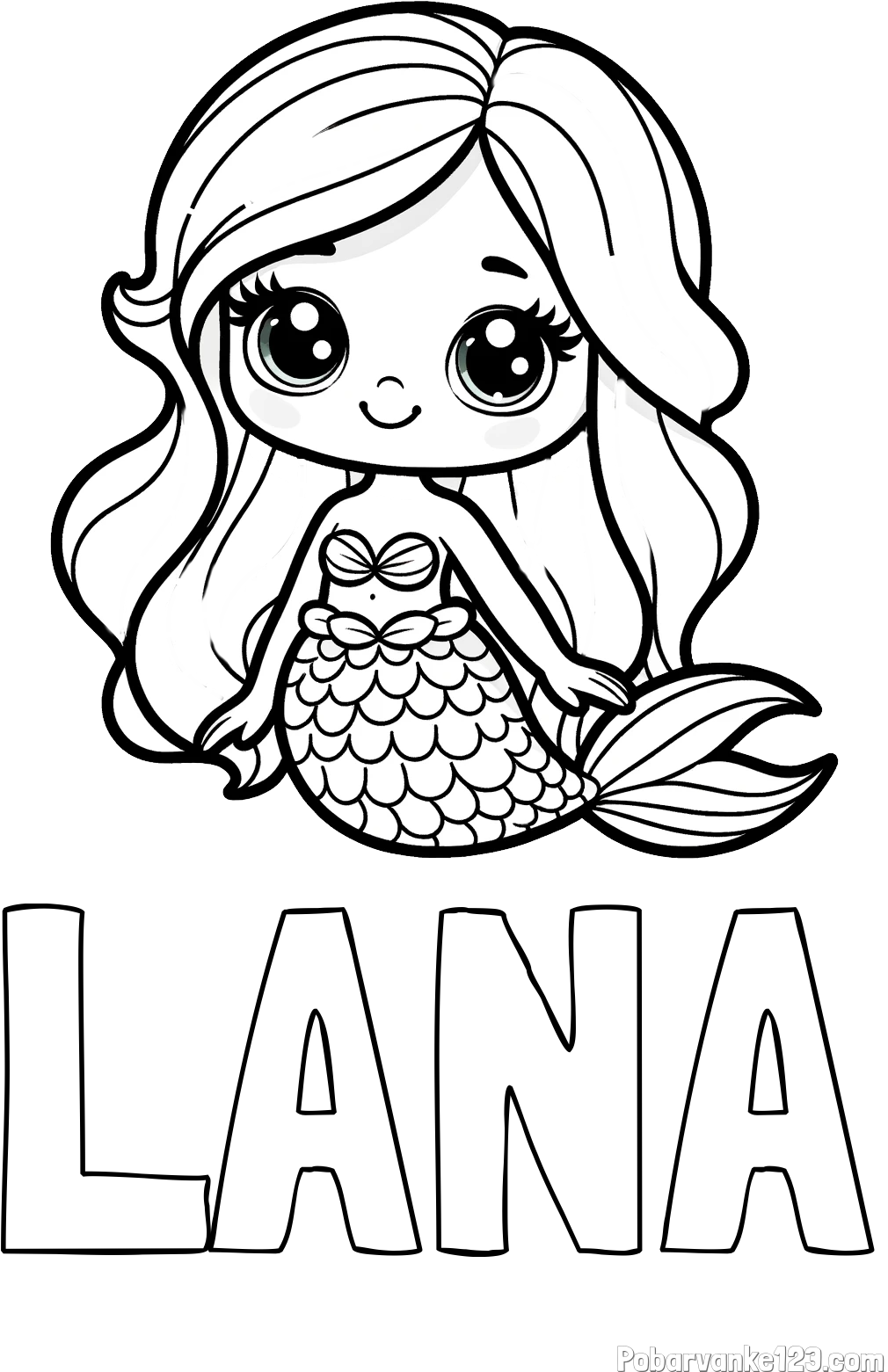 Pobarvanka imena LANA in pobarvanka prikupne morske deklice