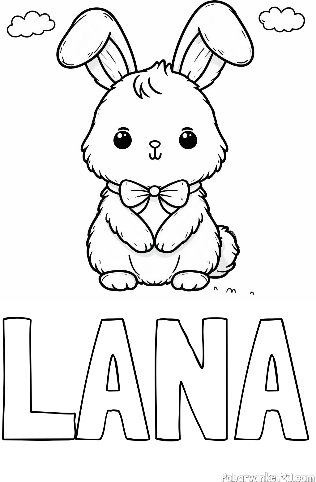 Pobarvanka imena LANA in pobarvanka prikupnega zajčka