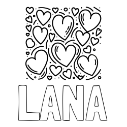 Pobarvanka imena LANA in pobarvanka s srčki