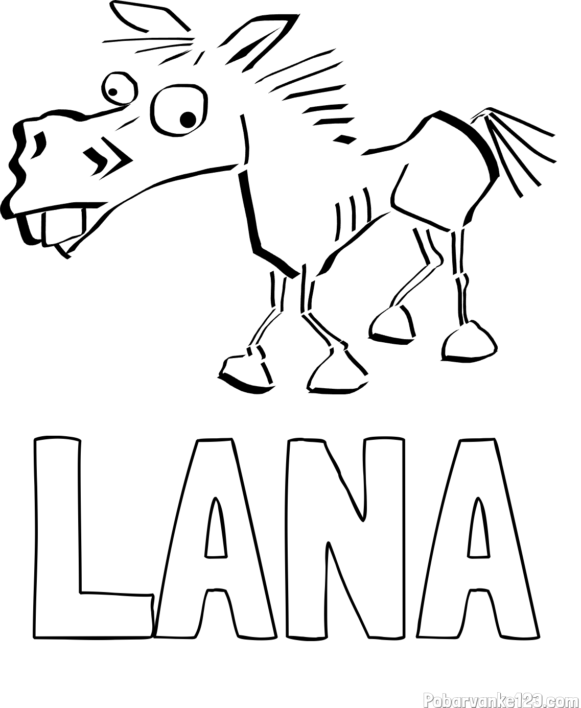 Pobarvanka imena LANA in pobarvanka smešni konj