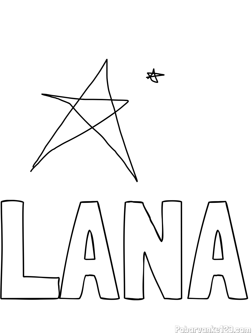 Pobarvanka imena LANA in zvezdi