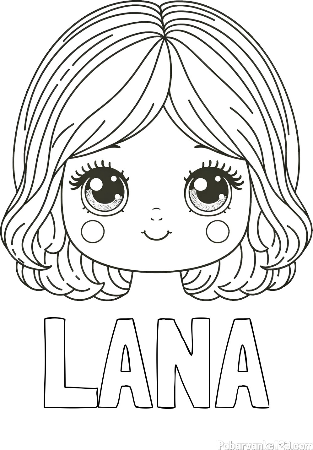 Pobarvanka imena LANA ter ljubke punčke