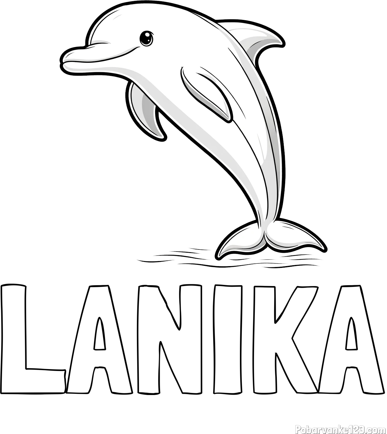 Pobarvanka imena LANIKA in pobarvanka delfina