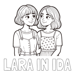 Online izdelana pobarvanka - Pobarvanka imena LARA IN IDA in pobarvanka dveh najboljših prijateljic