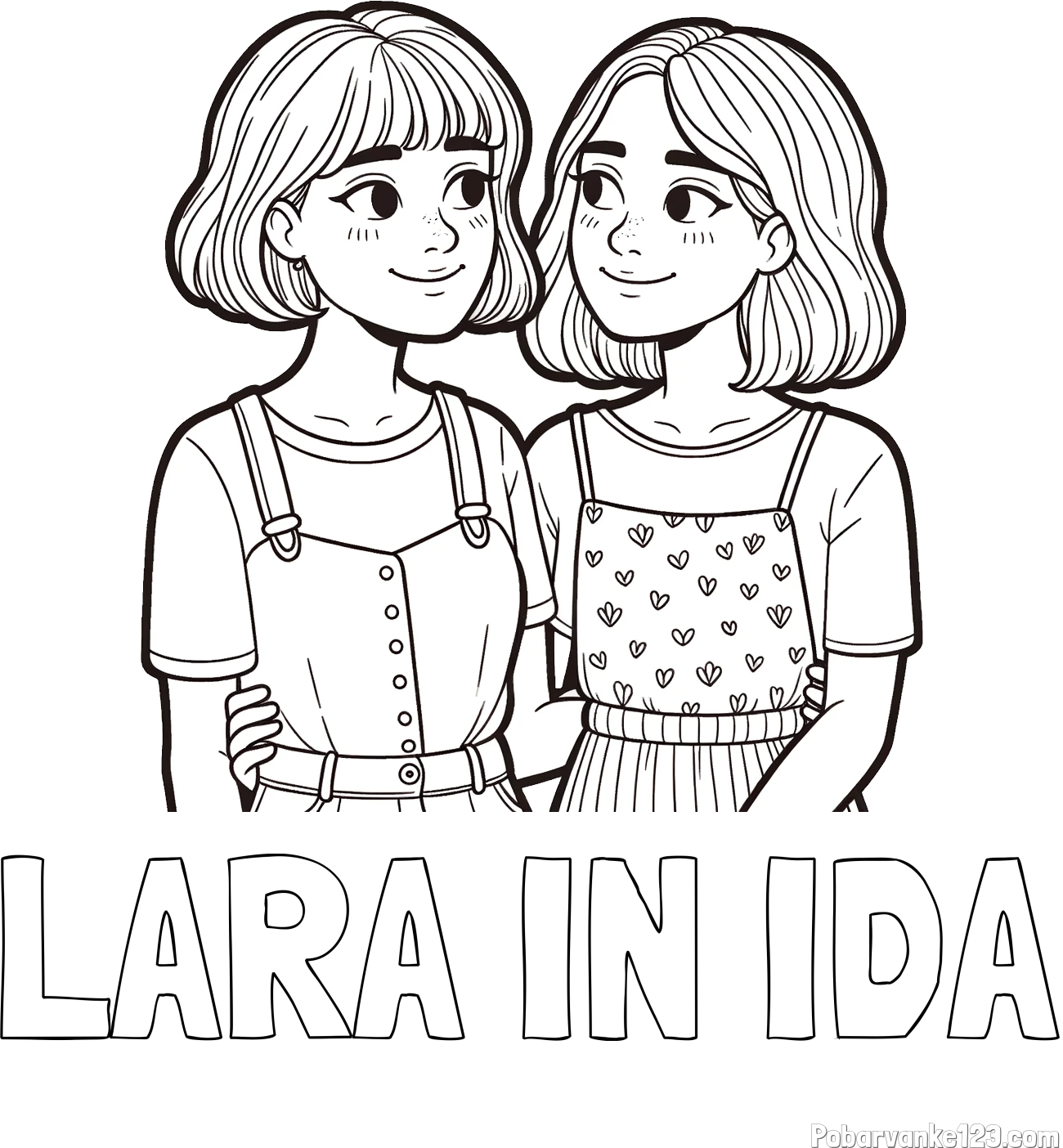 Pobarvanka imena LARA IN IDA in pobarvanka dveh najboljših prijateljic