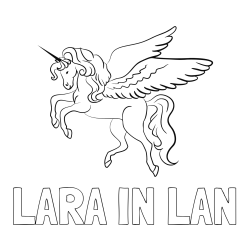 Online izdelana pobarvanka - Pobarvanka imena LARA IN LAN in lepa pobarvanka samoroga