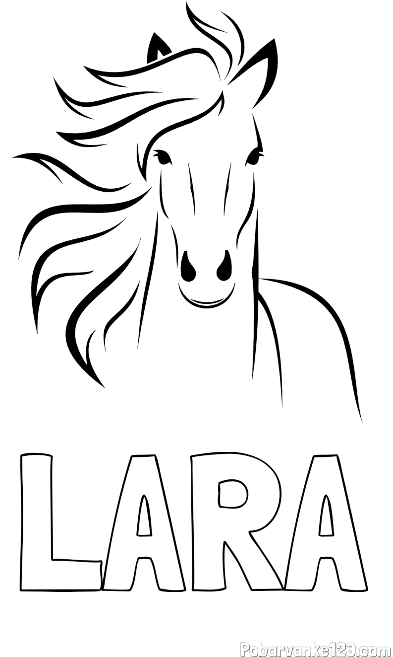 Pobarvanka imena LARA in lepa pobarvanka konja