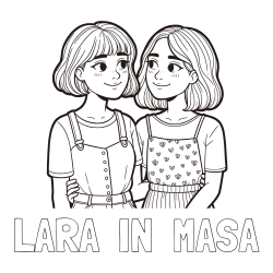 Online izdelana pobarvanka - Pobarvanka imena LARA  IN  MAŠA in pobarvanka dveh najboljših prijateljic