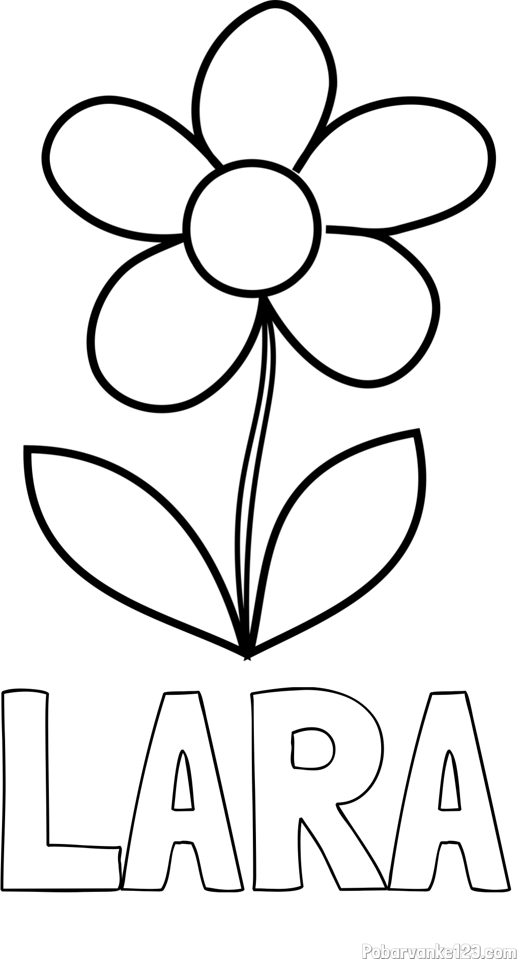 Pobarvanka imena LARA in otroška pobarvanka rože