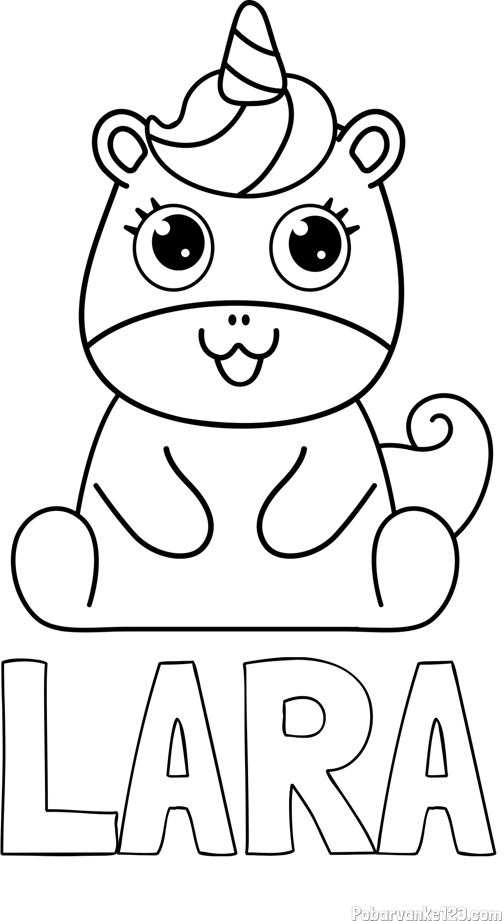 Pobarvanka imena LARA in pobarvanka čudovitega samoroga Unicorn