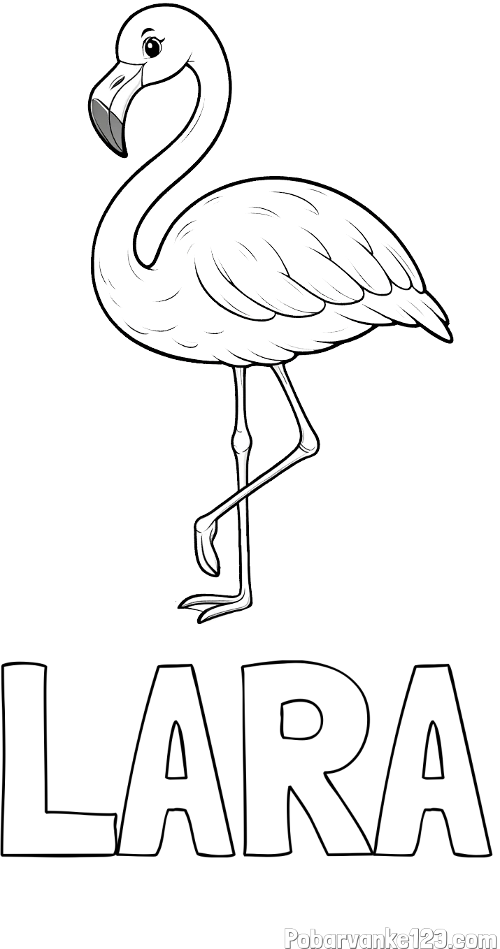 Pobarvanka imena LARA in pobarvanka flaminga