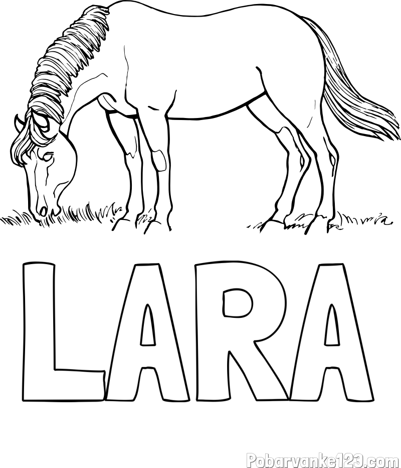 Pobarvanka imena LARA in pobarvanka konja med pašo