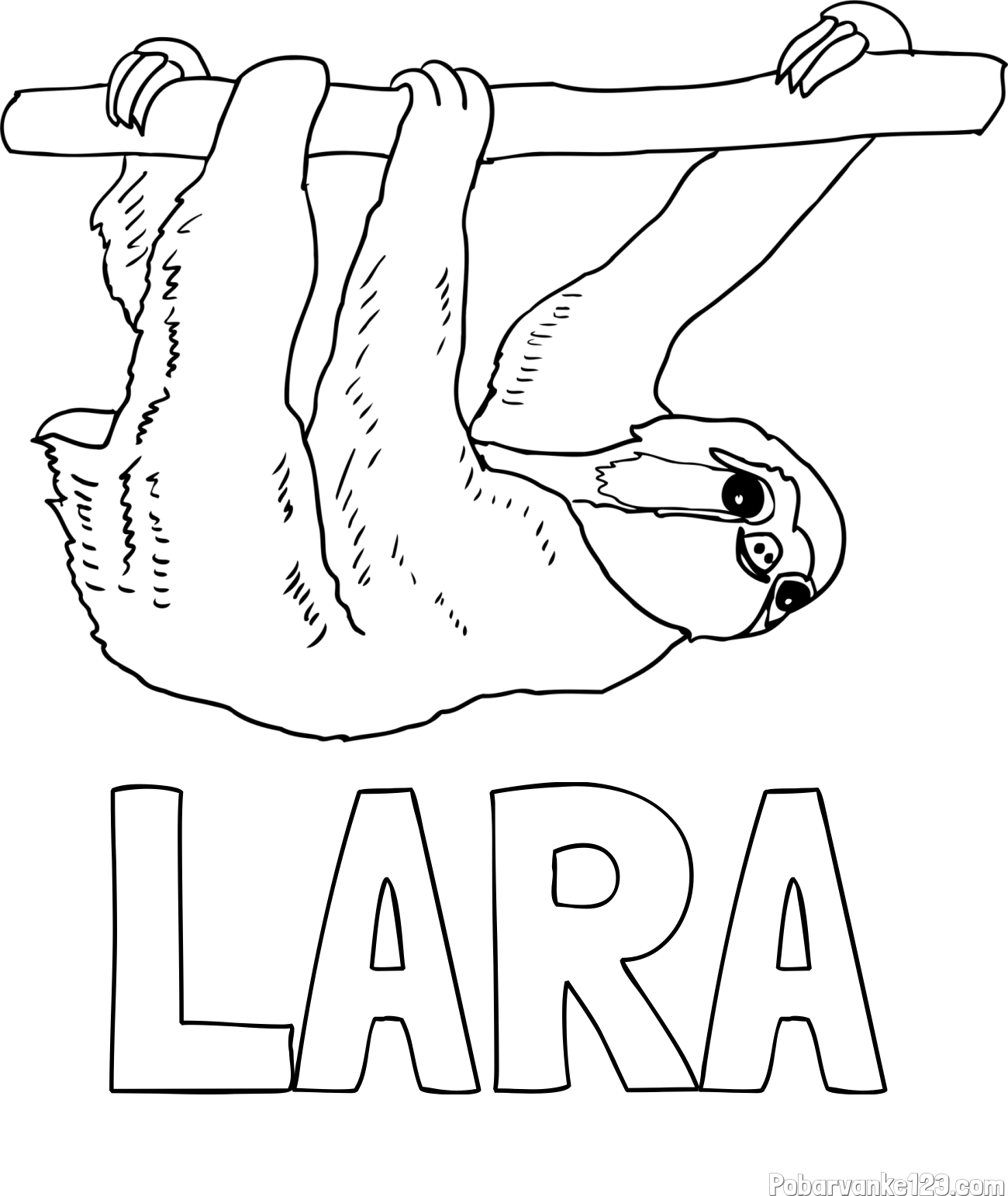 Pobarvanka imena LARA in pobarvanka lenivca