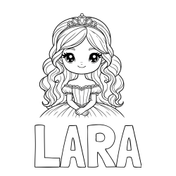 Pobarvanka imena LARA in pobarvanka ljubke princese