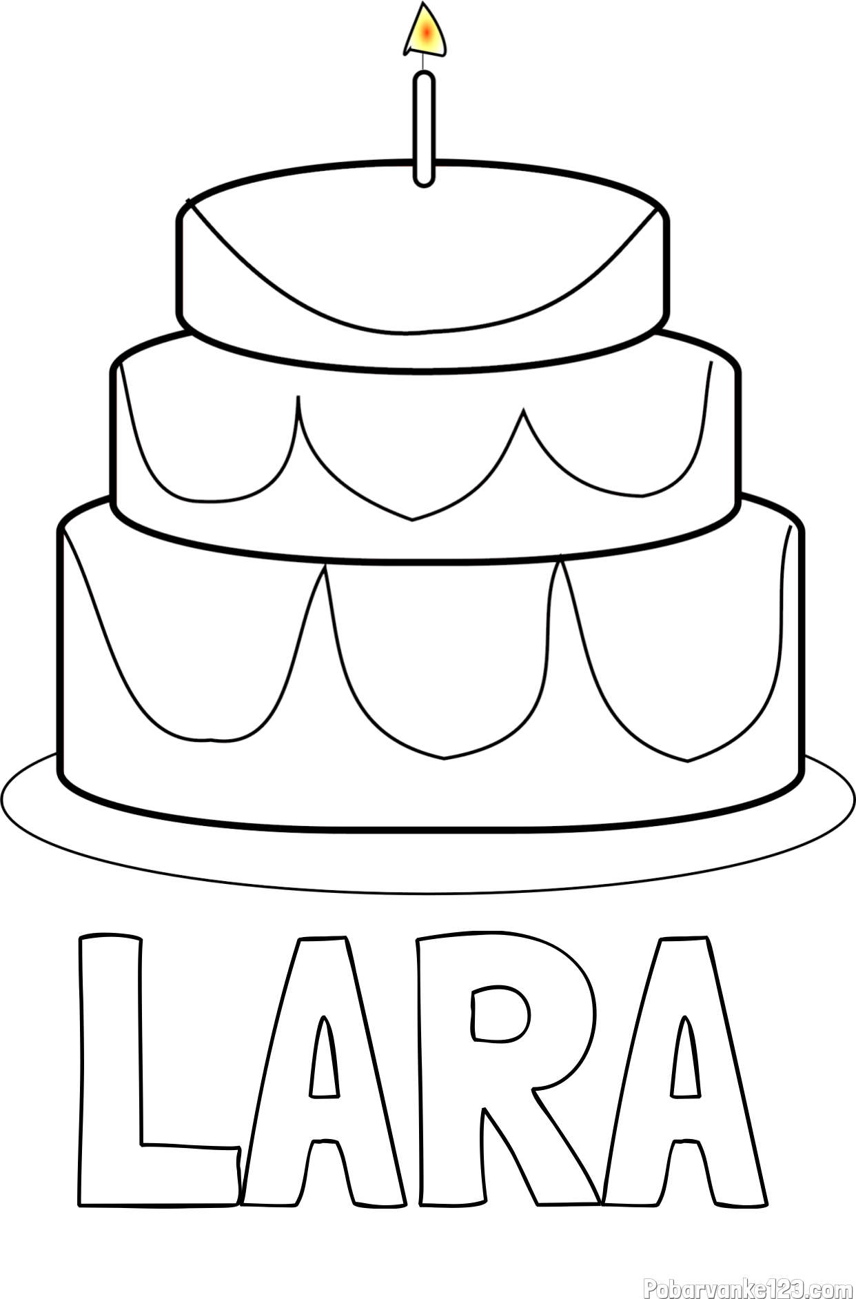 Pobarvanka imena LARA in pobarvanka poročne torte