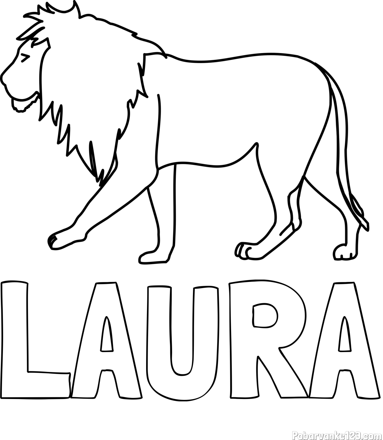 Pobarvanka imena LAURA in otroška pobarvanka leva