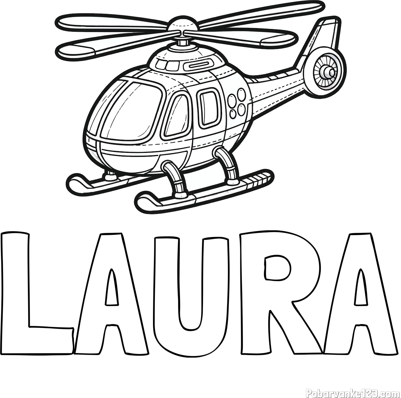 Pobarvanka imena LAURA in pobarvanka helikopterja
