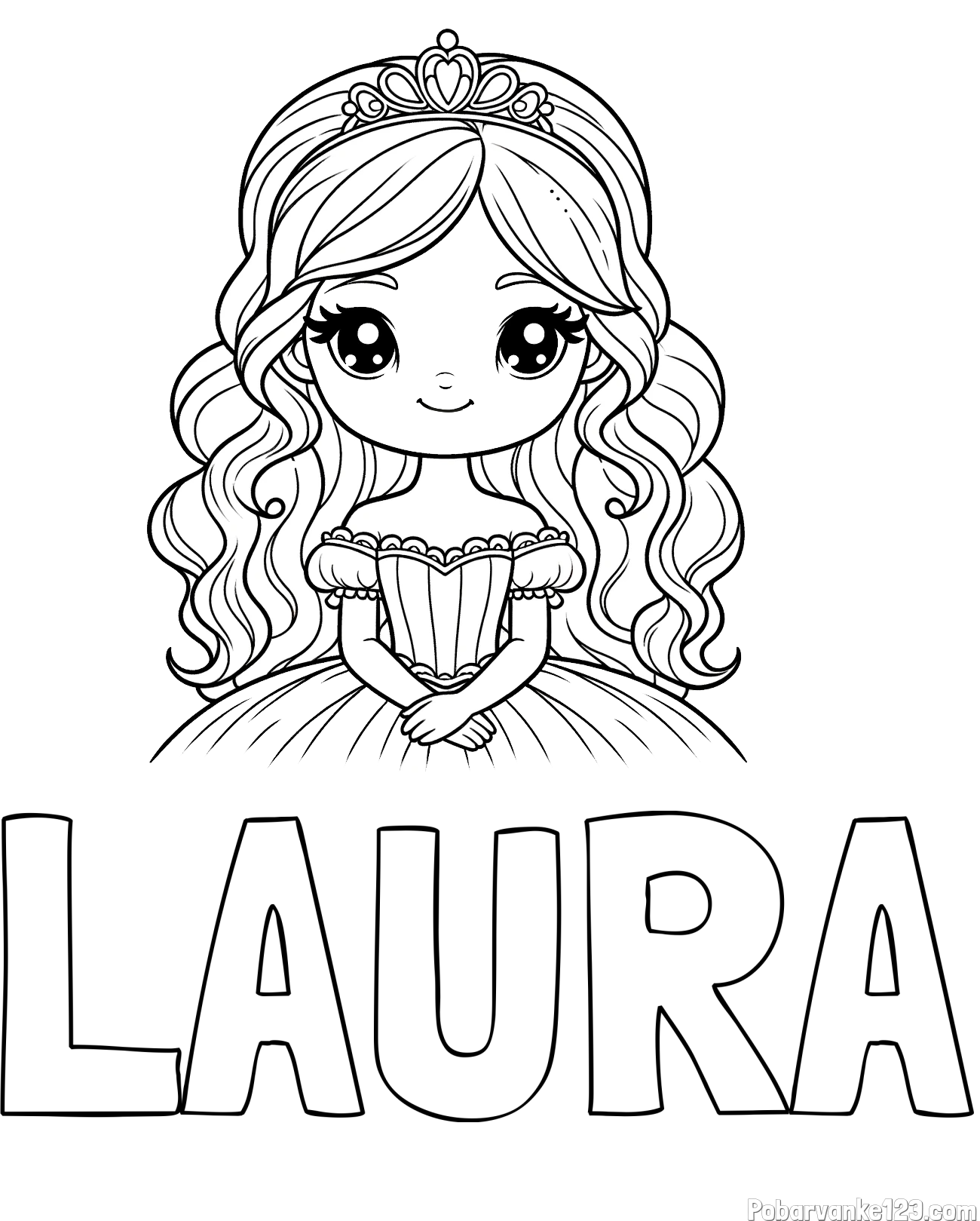 Pobarvanka imena LAURA in pobarvanka ljubke princese