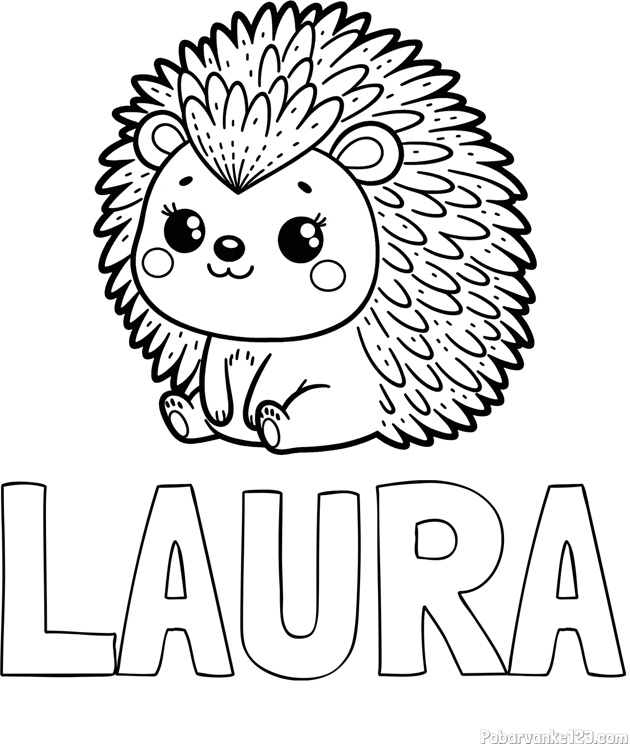 Pobarvanka imena LAURA in pobarvanka nasmejanega ježka