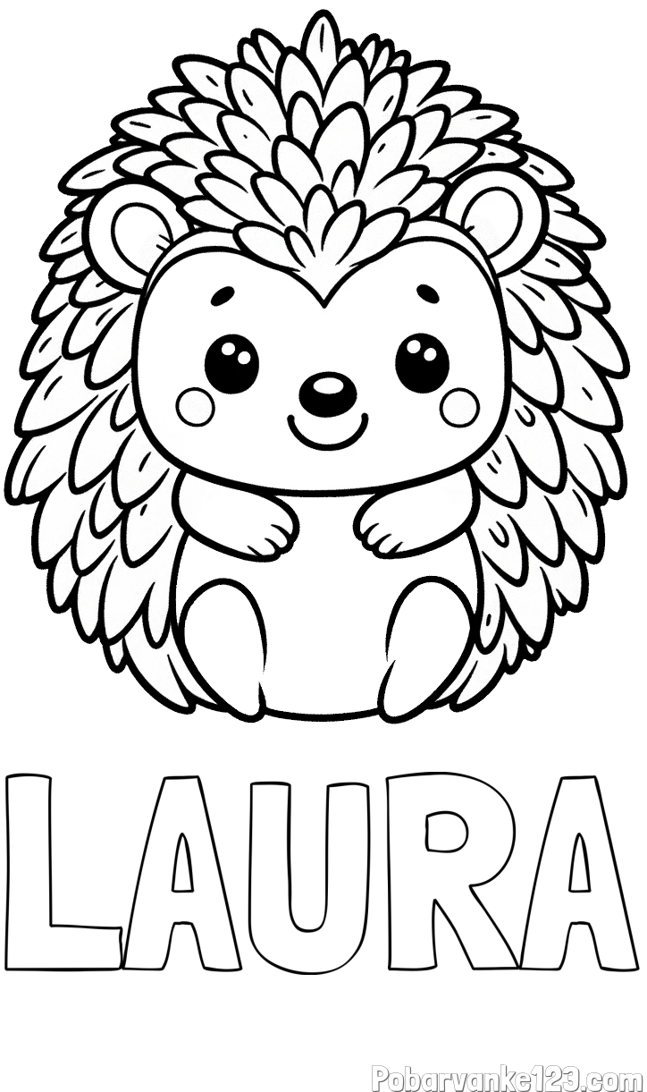 Pobarvanka imena LAURA in pobarvanka prikupnega ježa