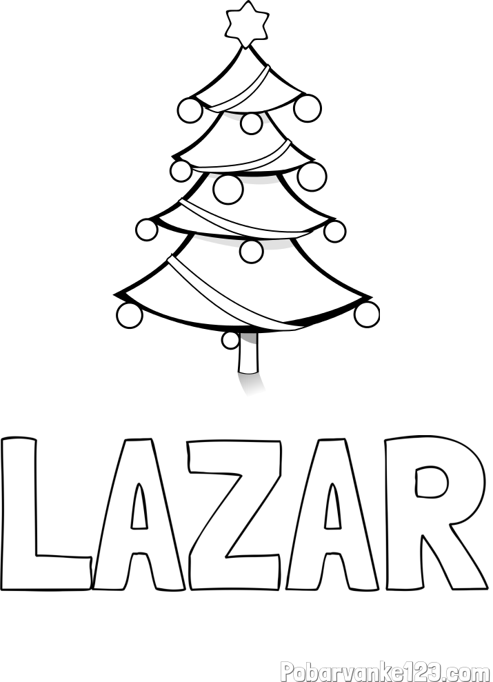 Pobarvanka imena LAZAR in božična smreka