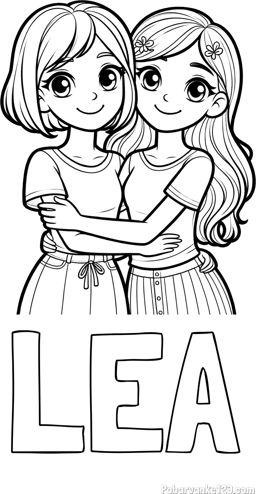 Pobarvanka imena LEA in pobarvanka ljubkih prijateljic