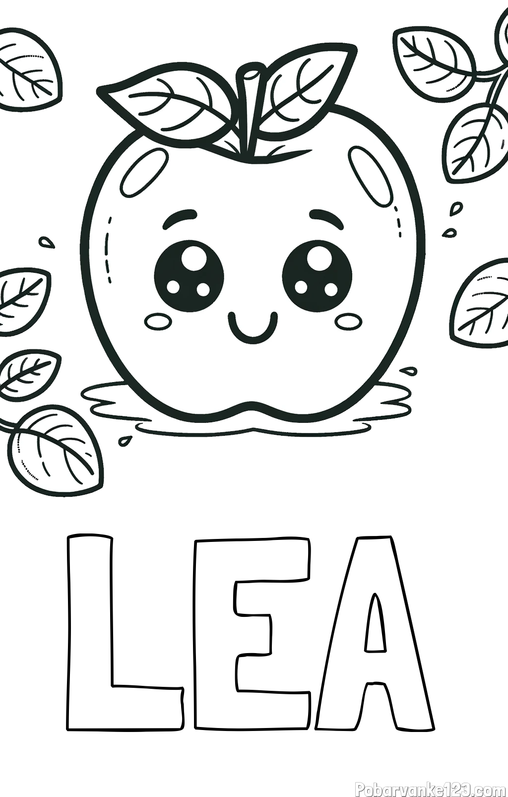 Pobarvanka imena LEA in pobarvanka nasmejane jabolke