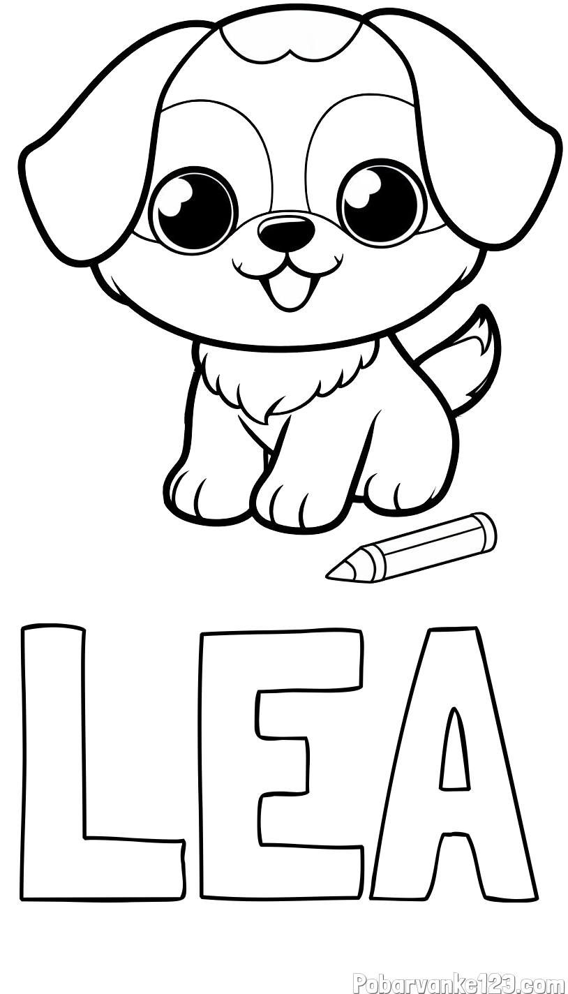 Pobarvanka imena LEA in pobarvanka prikupnega kužka