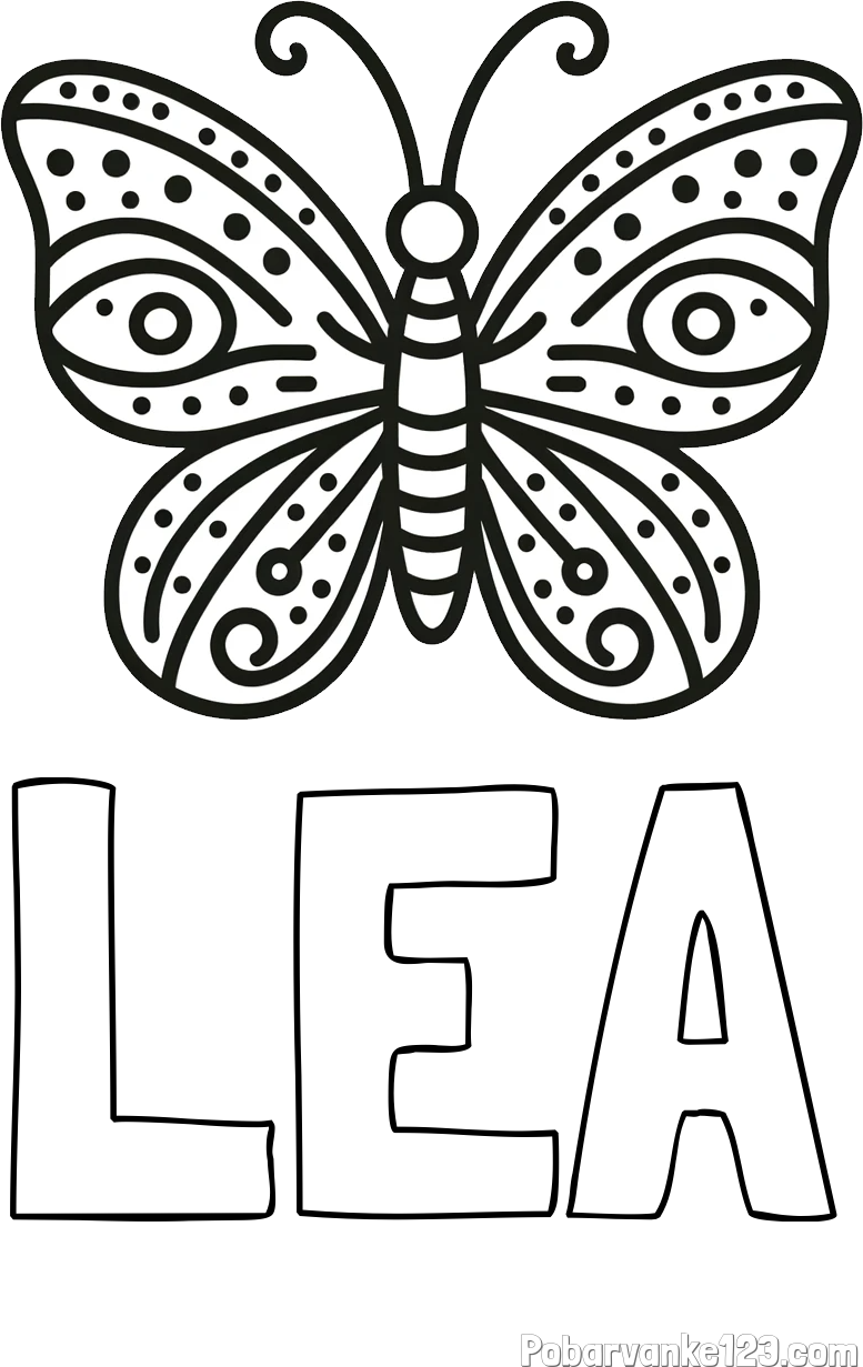 Pobarvanka imena LEA in preprosta pobarvanka metulja