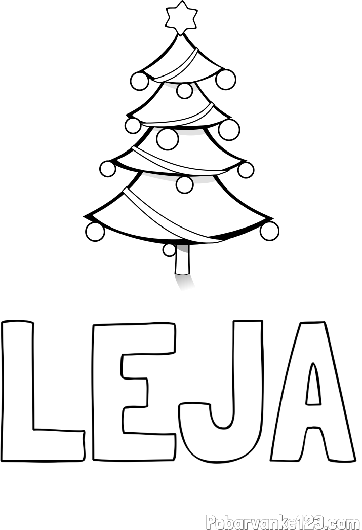 Pobarvanka imena LEJA in božična smreka