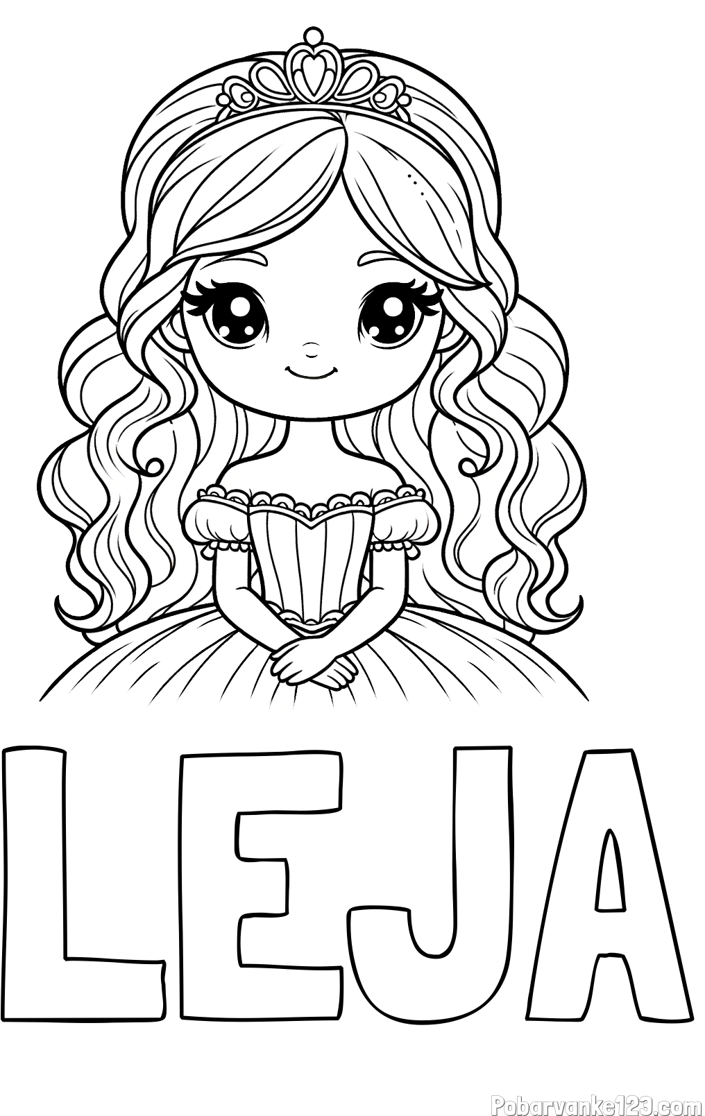 Pobarvanka imena LEJA in pobarvanka ljubke princese