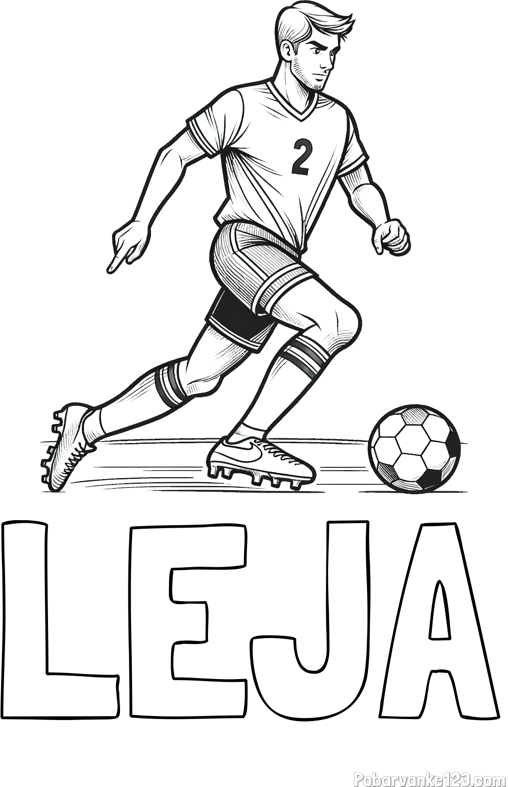 Pobarvanka imena LEJA in pobarvanka nogometaša
