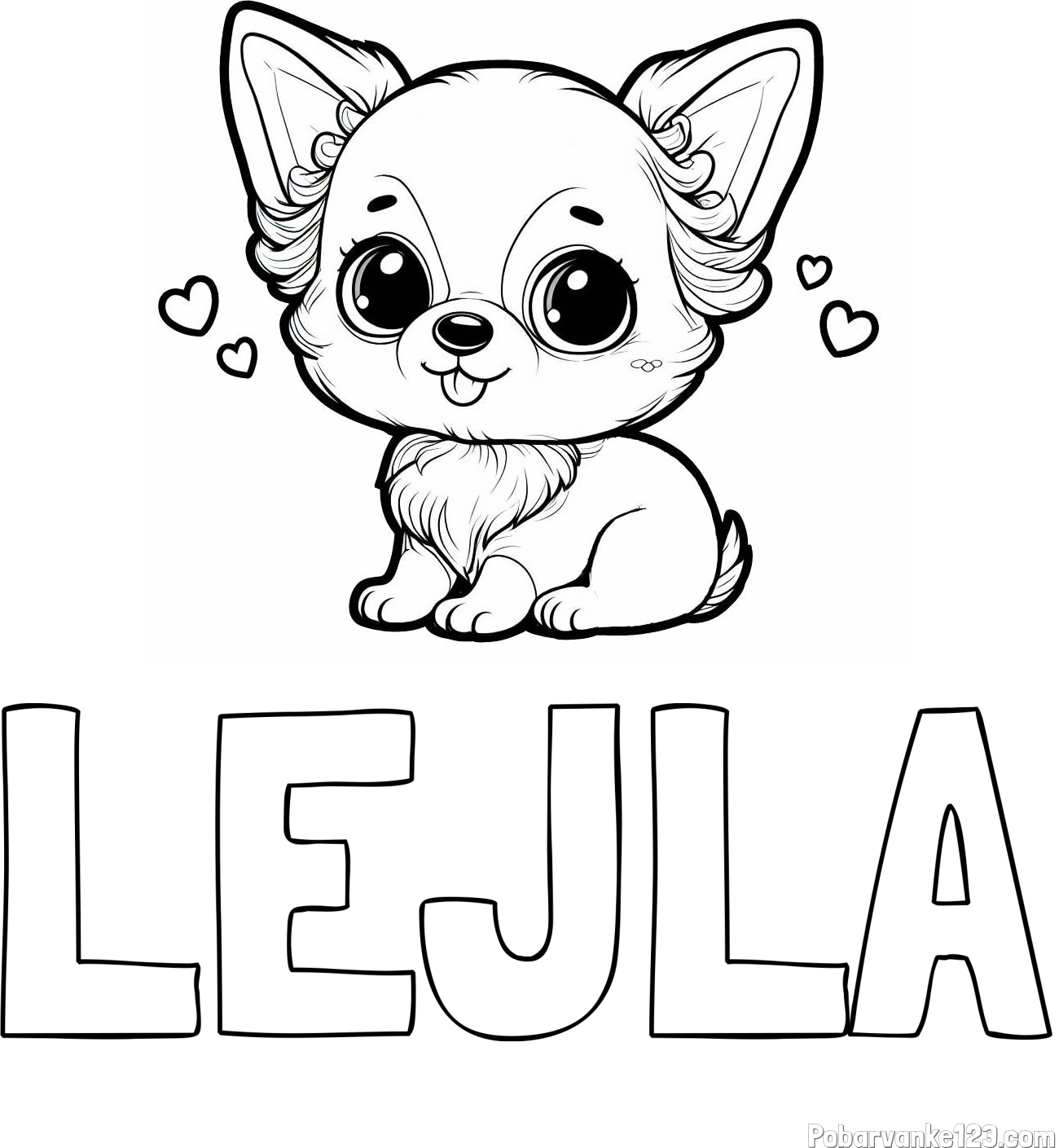 Pobarvanka imena LEJLA in pobarvanka čivave