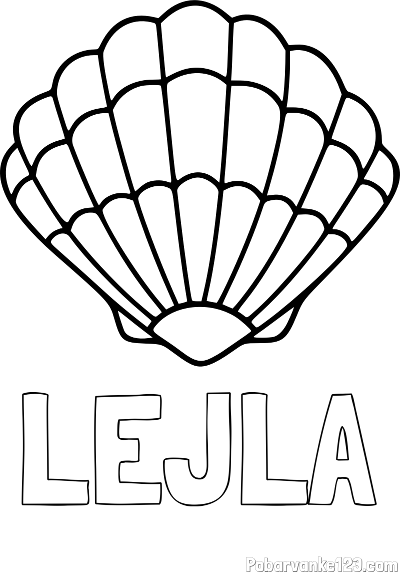 Pobarvanka imena LEJLA in pobarvanka školjke