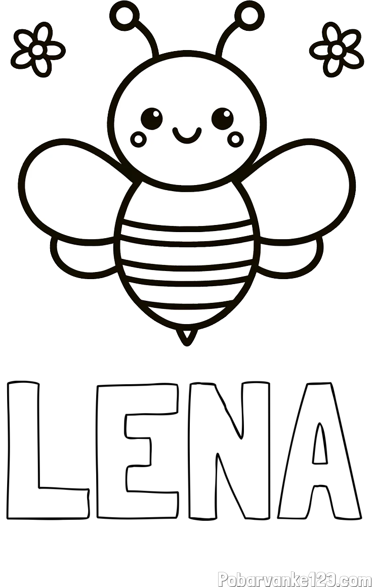 Pobarvanka imena LENA in otroška pobarvanka čebele