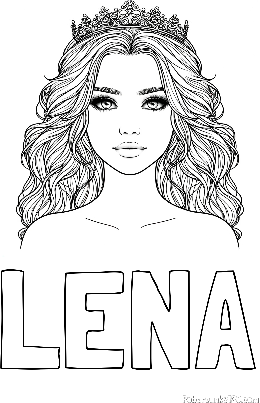Pobarvanka imena LENA in pobarvanka prikupne princeske